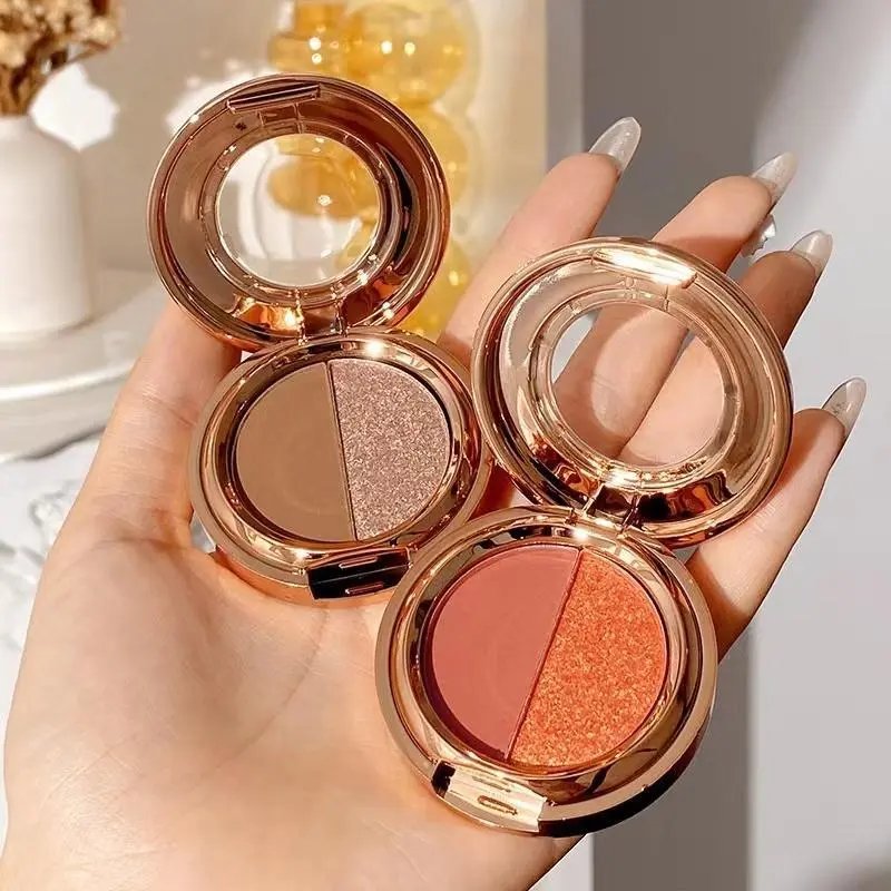 cod&ready Eyeshadow Palette 2 Warna Dengan Glitter Tahan Air dan Tahan Lama eyeshadow gliter Blemish Kosmetik skinfoodid