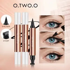 O.TWO.O Eyeliner 2in1 with Stamp Double Headed Cat Eye Style Easy to Use Waterproof Long Lasting Super Black 12H Lasting