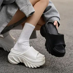 Sandal Wanita Platform Wedges EVA Anti Slip Tinggi 8cm Desain Modis Empuk Sandal Selop Elegan untuk Aktivitas Sehari-hari dan Pantai - Shoes, Sendal