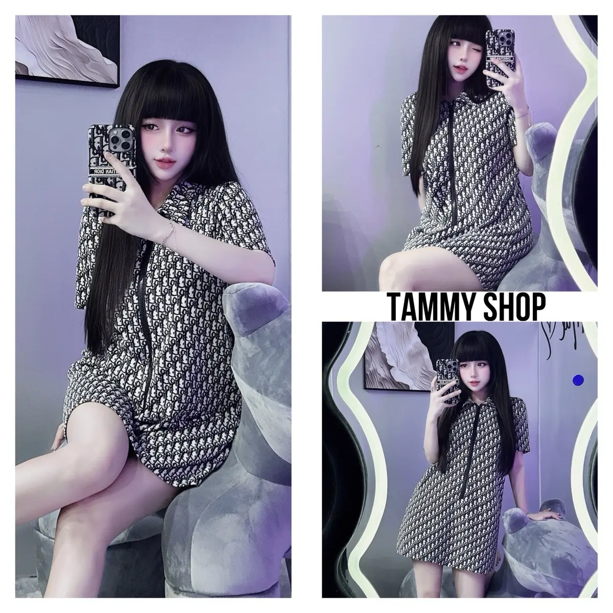 by TAMMYSHOP - Váy xuông cổ sơ mi khoá kéo dio
