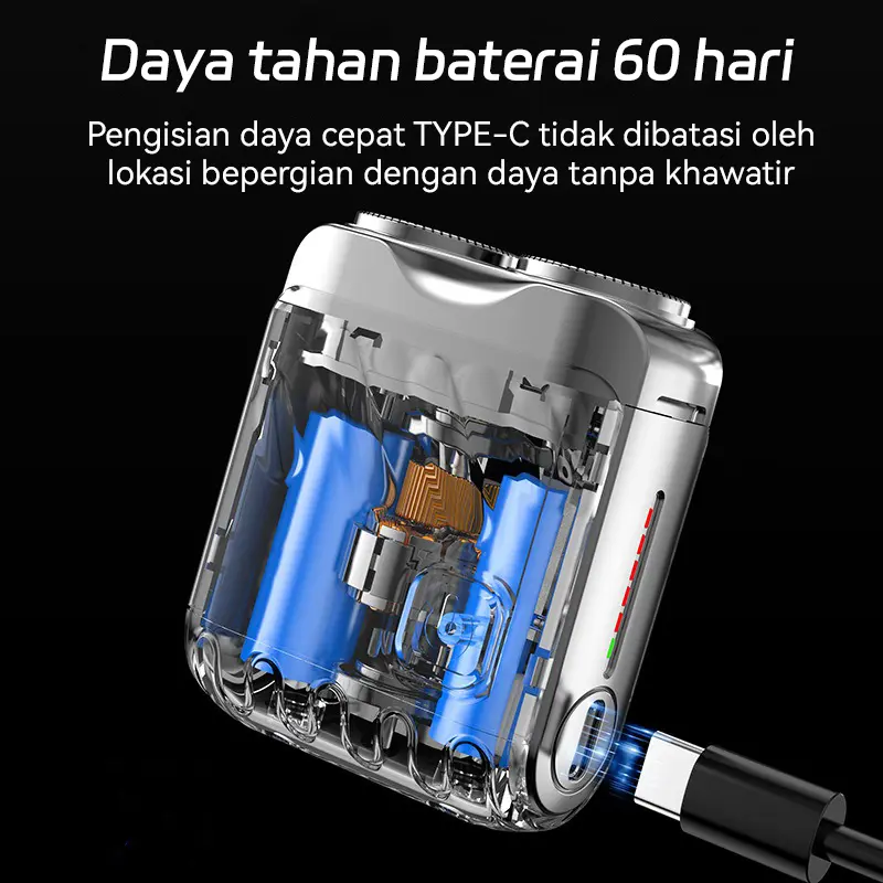 Manfen Portable Electric Shaver Dual Blades Mini Waterproof Trimmer USB-C Rechargeable Metal Body Elektrik Pria Wajah Kumis Cukur Jenggot Shaver Mesin Pencukur 5