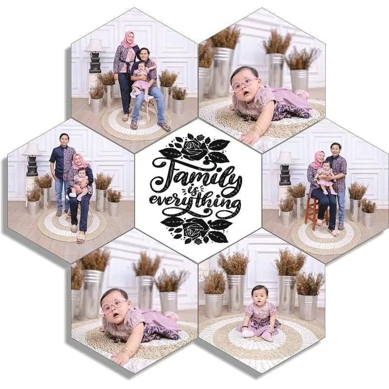 CETAK FOTO HEXSAGONAL PAKET HEMAT ISI 7 PCS. Kertas Paku