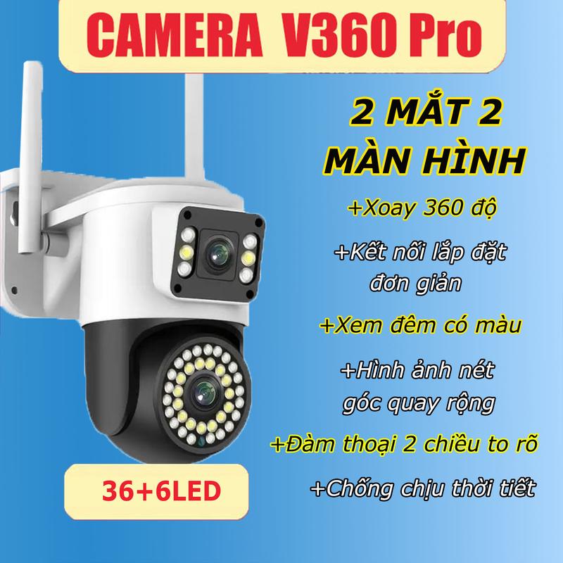  Camera An Ninh Ngoài Trời FHD Wifi 42LED Chống Nước IP66 2 Màn Hình 