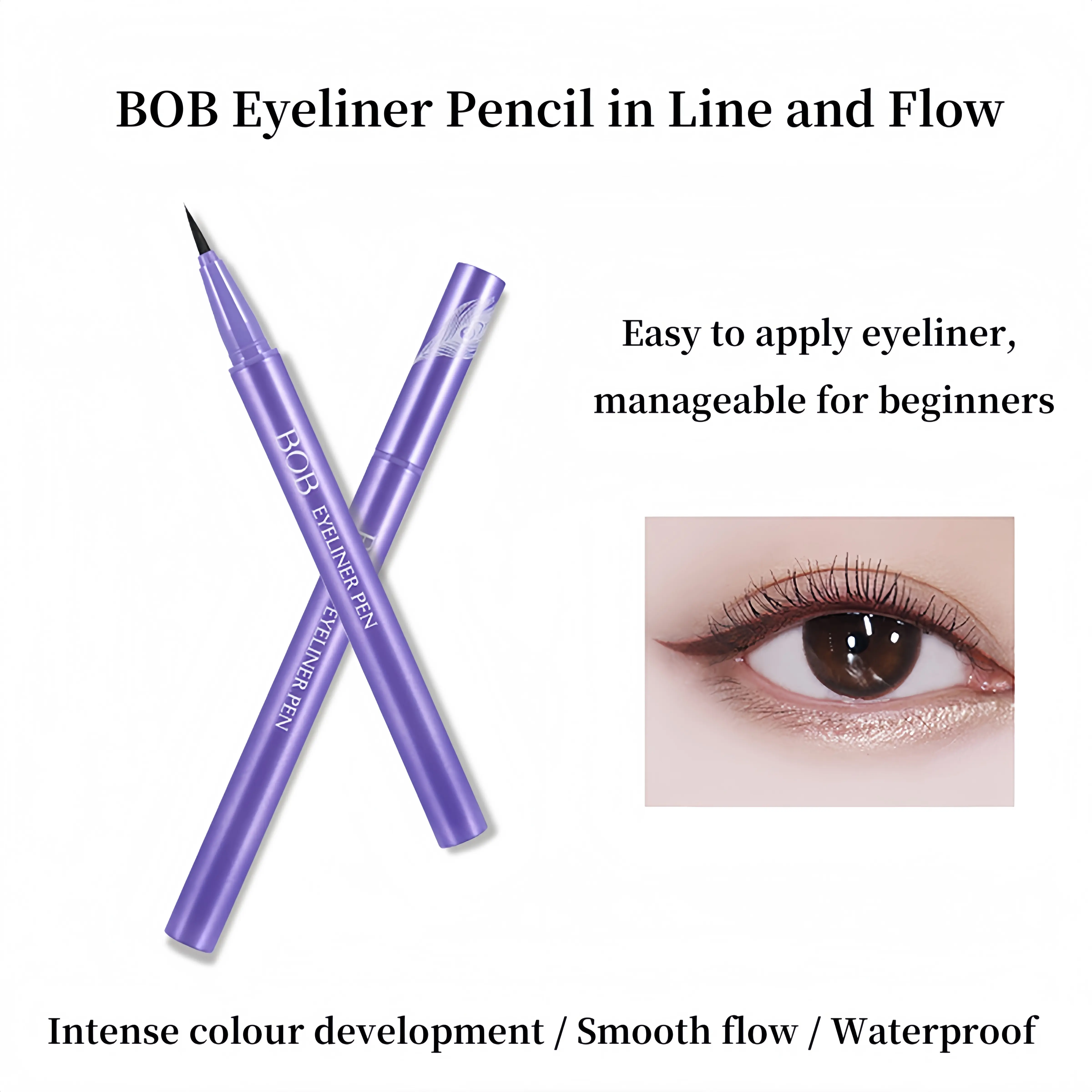 BOB+ Eyeliner Pencil in Line and Flow, Ergonomic design Waterproof & Smudge-proof Smooth & fluid