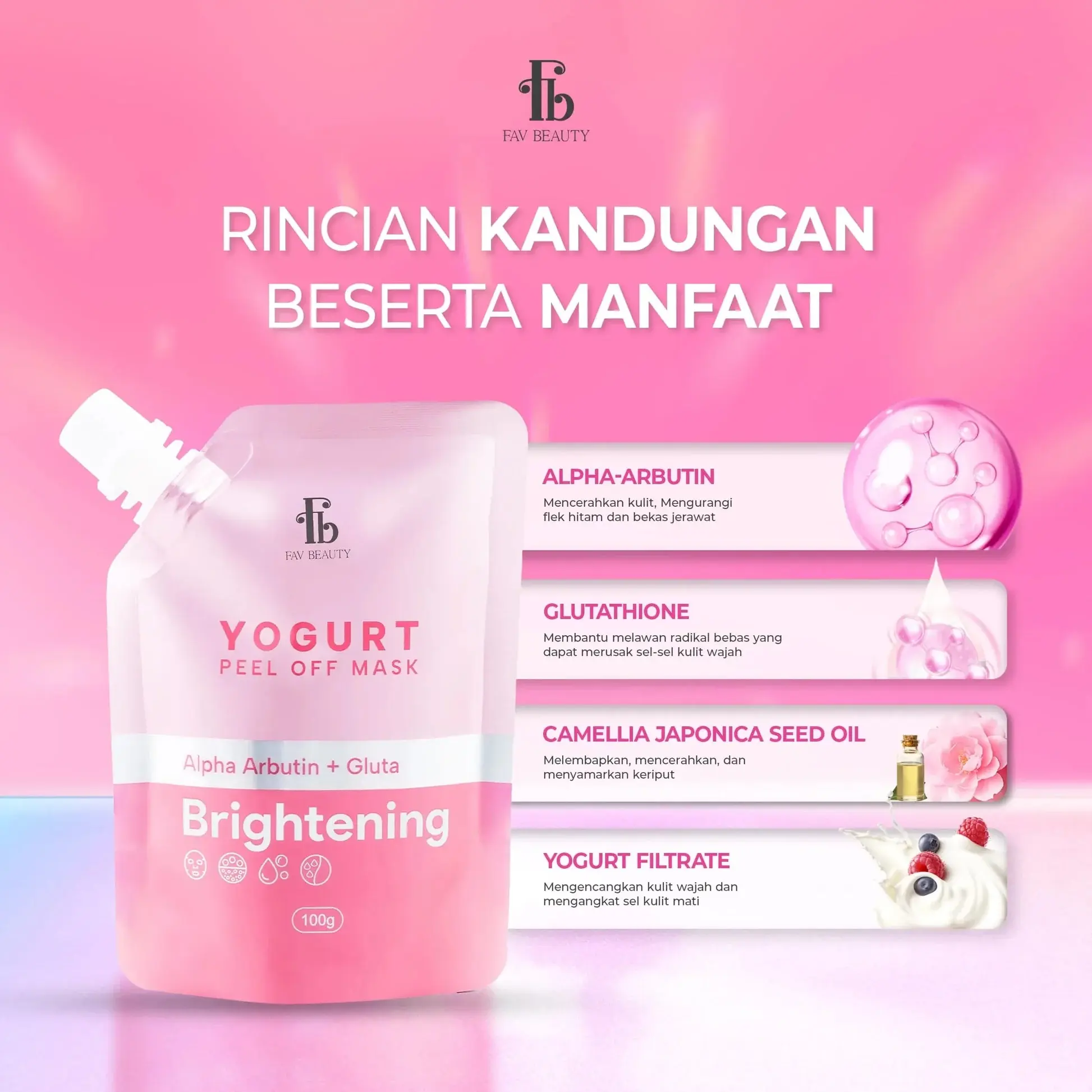 FAV BEAUTY Yogurt Peel Off Mask/Acne Care Skin Barrier/Masker Peel Off Perawatan Jerawat Mencerahkan  Mengencangkan Wajah Extract Hitam