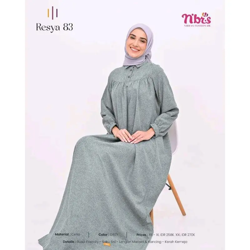 RESYA 83 GAMIS NIBRAS DEWASA POLOS 4
