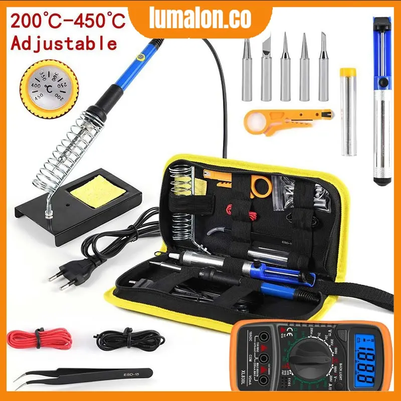 15/16 PCS Solder Station  solder listrik set lengkap Solder Listrik 60 Watt 220v/Solder Listrik  Paket Penyedot Penghisap Timah Set Kit Lengkap Komplit Station/Solder listrik Set 15in1/Solder Station 16in1 Set Besi Solder Portabel Paket Solder Lengkap