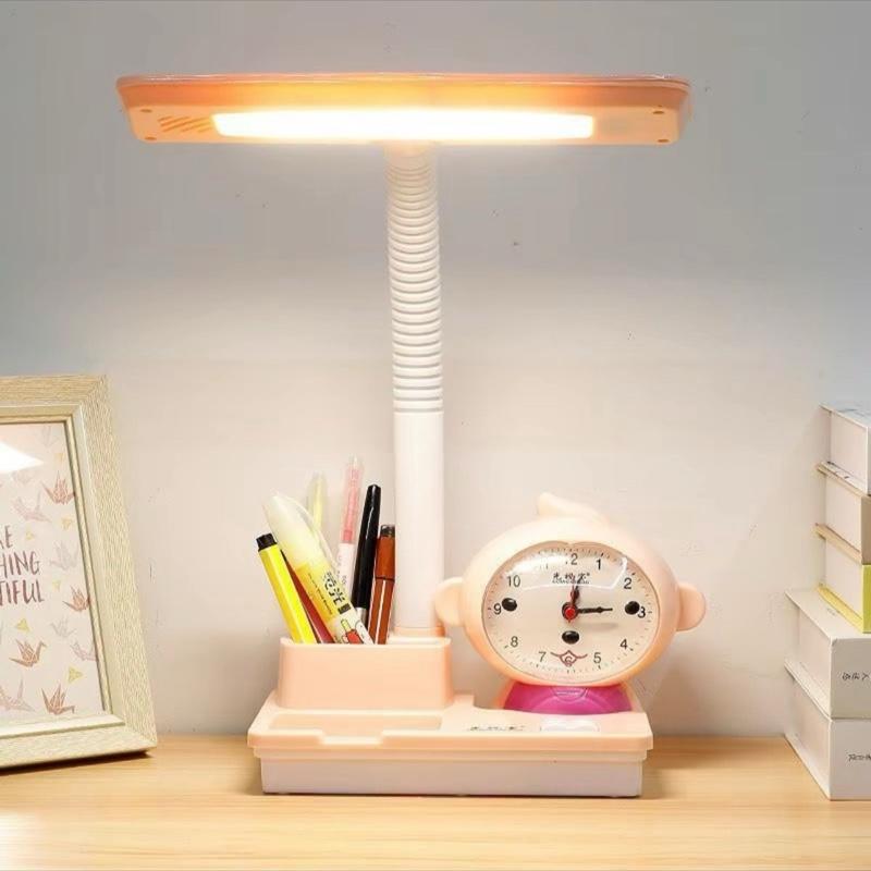  Đèn Học Để Bàn Đa Năng Chống Cận Cao Cấp Kèm hộp đựng và đồng hồ 