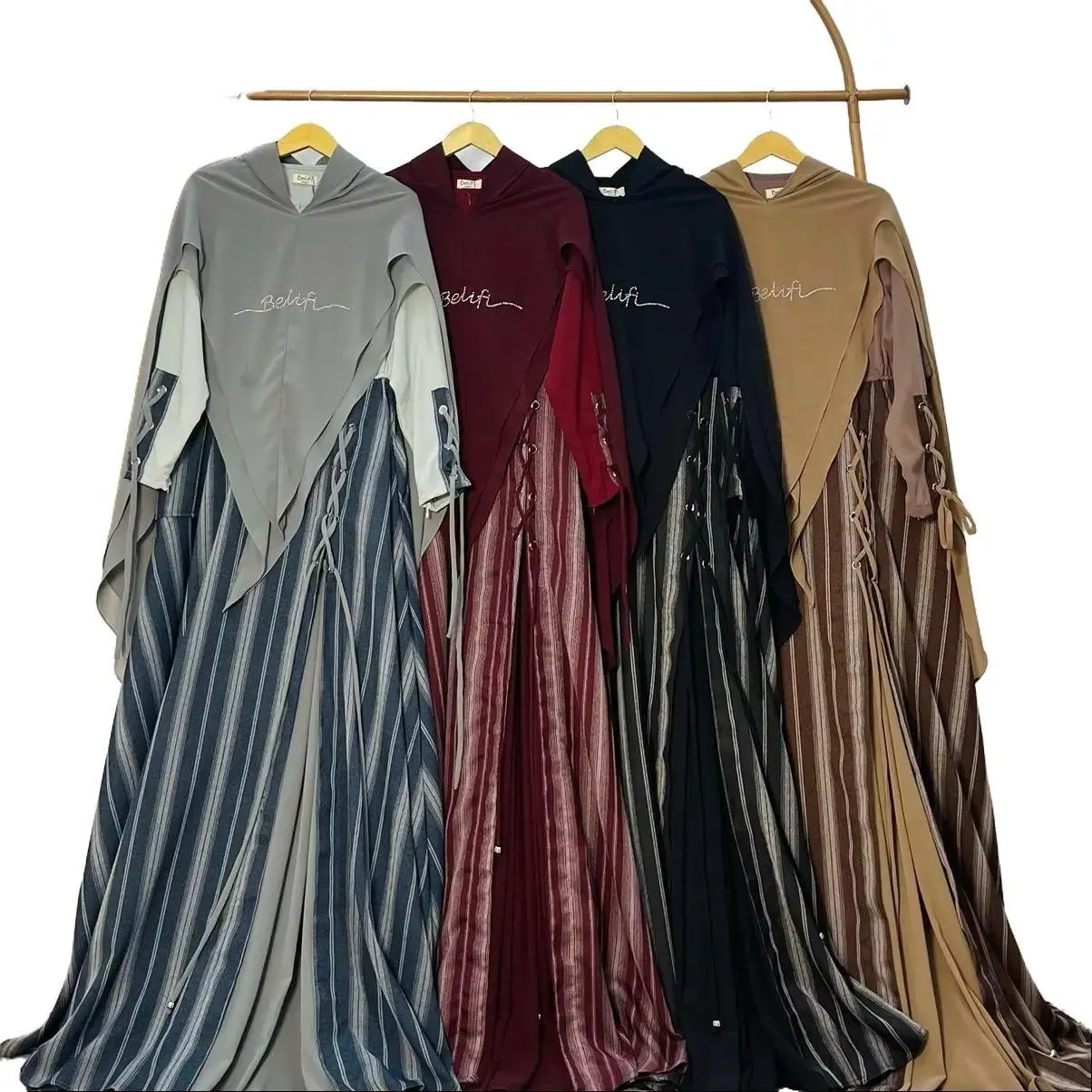 Belifi Taleetha Series Vol 2 Motif Salur Gamis Syari Muslim Wanita Kekinian Khimar Panjang Nyaman Dress Maxi Hitam Maxmara Remaja Garis one Dewasa Katun gamis syar'i set hijab premium baju jumbo muslimah sultan warna