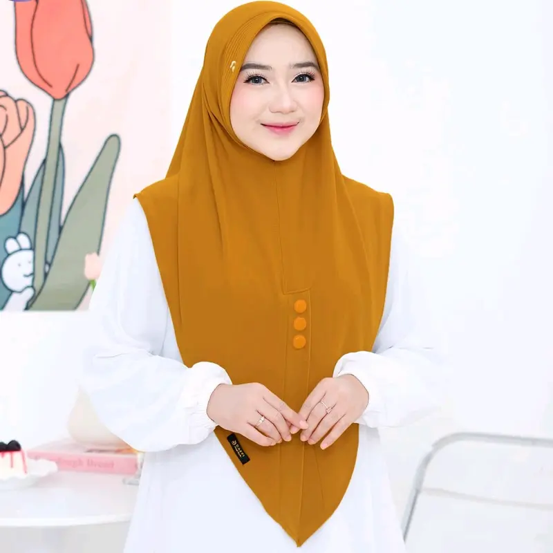 Nelaa Daffi hijab Variasi Kancing dengan warna senada 3