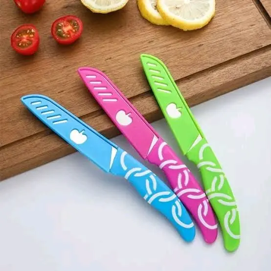 Pisau Dapur Motif Apel Isi 12 pcs - Desain Unik Bentuk Apel Warna Cerah Cocok Untuk Gaya Berbeda di Dapur Buah