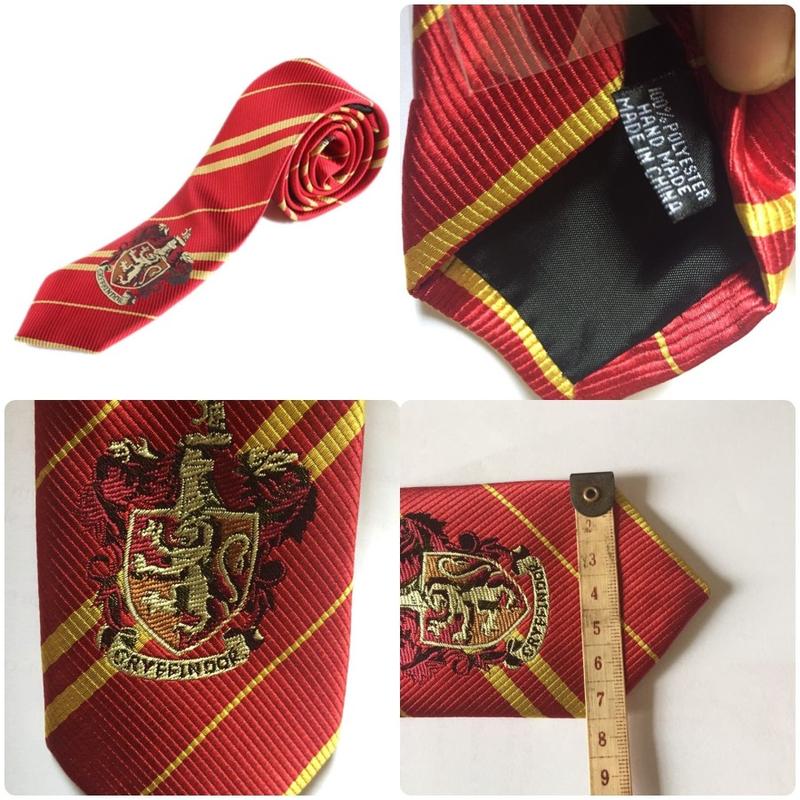 Dasi cosplay motif salur asrama penyihir Biru Kuning Hijau Merah 3