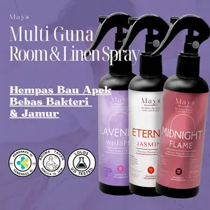 Mays Room & Linen Spray Premium 60ml 100ml 250ml - Pengharum Spray Linen Kain Anti Bakteri dan Bebas Jamur Aroma Wangi