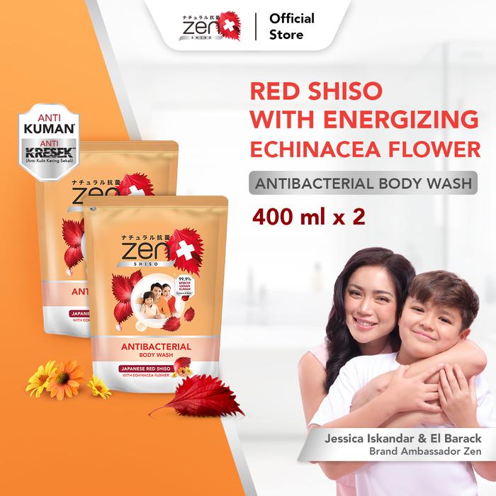 Gambar Zen Antibacterial Body Wash Shiso & Echinacea Refill 400ml isi 2pcs - Sabun Cair Anti Bakteri dari Shinzui Shop Kota Bekasi Tokopedia