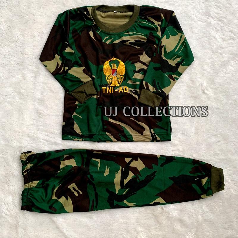 Setelan kaos anak tangan panjang loreng malvinaz - Baju treaning anak loreng army kids unisex Bordir Celana Fashion 2