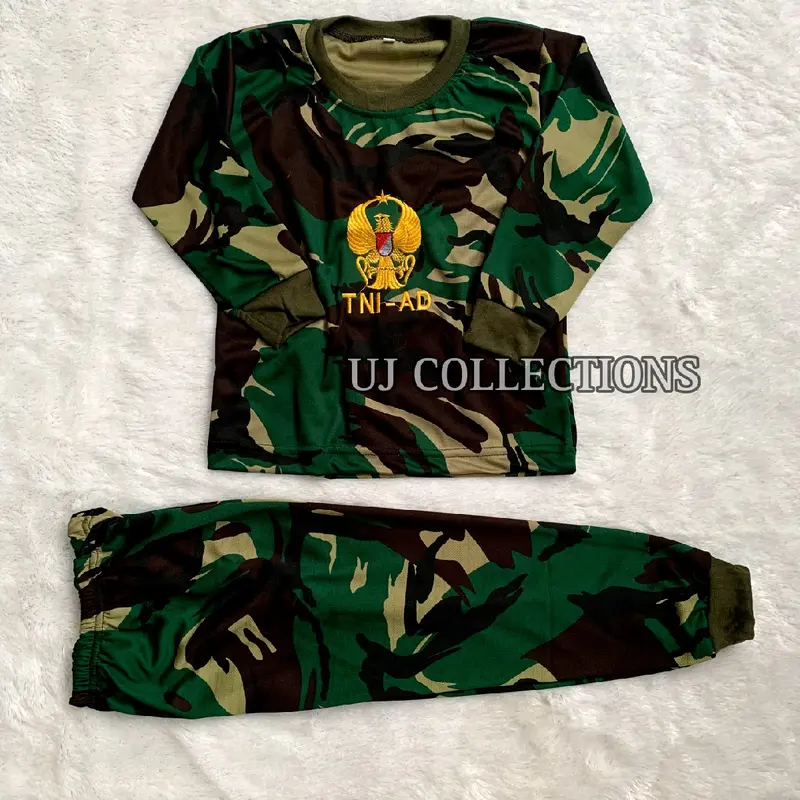 Setelan kaos anak tangan panjang loreng malvinaz - Baju treaning anak loreng army kids unisex Bordir Celana Fashion 2