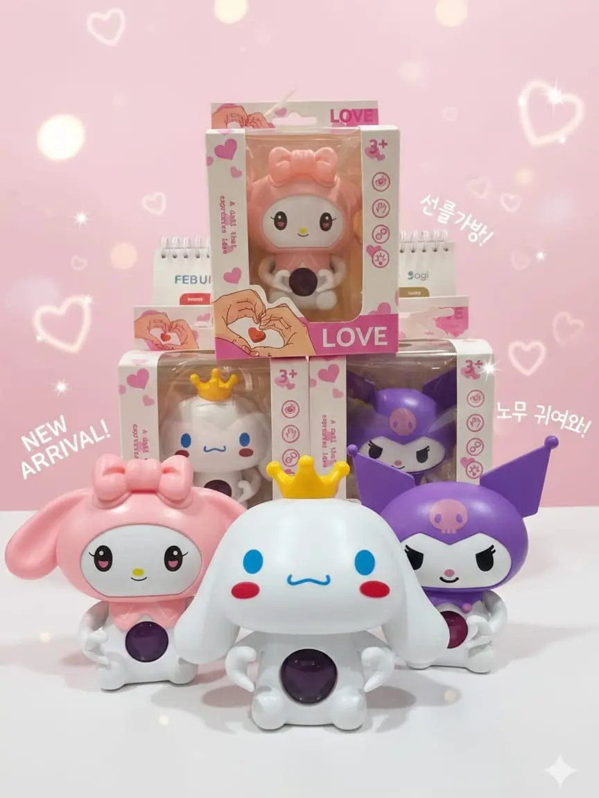 Mainan Boneka Robot I love You Bercahaya dan Bersuara Karakter Sanrio LED Lampu Kado