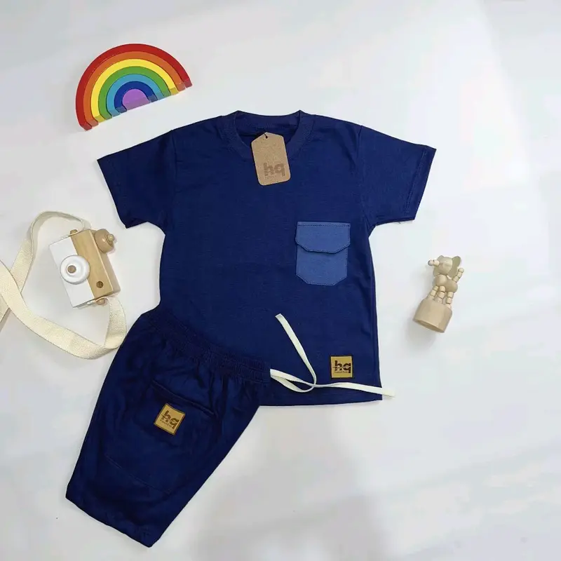 Setelan Kaos Anak Poket Satu Laki Laki Perempuan Bahan Adem Katun 30s Fashion 2
