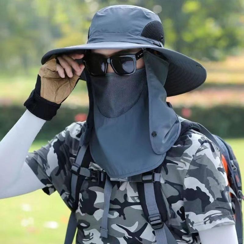 Fashion 360 Degrees Protection Sun Hat Anti-UV Sunscreen and Shading Agricultural Work Hat Removable Face Mask Protect Neck Fishing Cap Summer 1