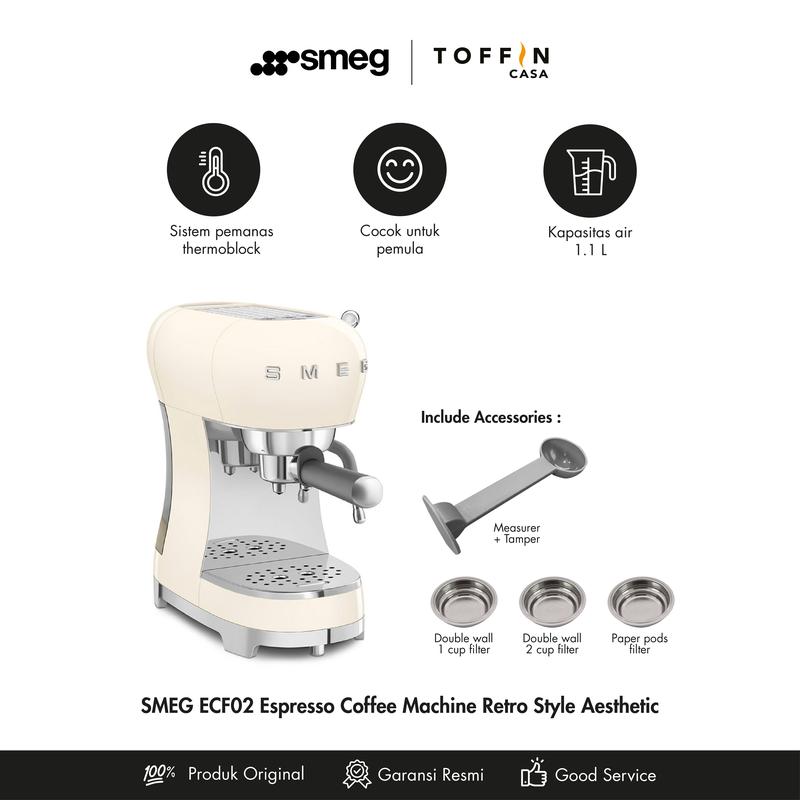 SMEG ECF02 Espresso Coffee Machine - 50's Retro Style Aesthetic 0