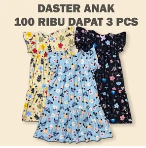 Dress Anak Paket 3 Pcs  ( PILIH MOTIF ) Baju Anak Kekinian 1 - 5 Tahun FULL OBRAS - Fashion Anak-anak Rayon Premium Bayi Perempuan Cewek
