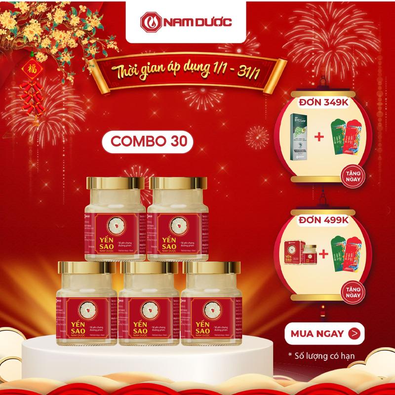   Combo 30 Hộp  Yến sào Nam Dược - tổ yến chưng đường phèn hộp 1 lọ x 70ml 