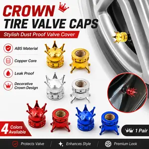 Crown Tutup Katup Ban ABS Plastik Inti Tembaga Segel EPDM Tahan Debu Aksesori Mobil Gaya Mahkota Anti Bocor Karet Kendaraan Motorcycle Sepeda