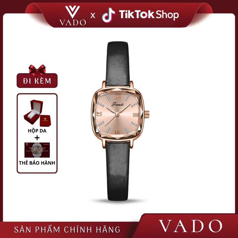 LIVE - DH7716J Đồng hồ nữ nhỏ gọn mặt vuông dây da phong cách cổ điển - DHJ7716 JRANDE
