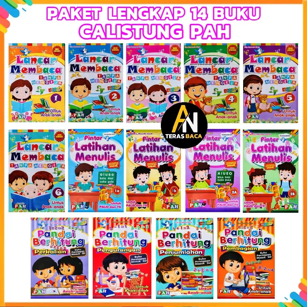 Paket Lengkap 14 Buku CALISTUNG PAH untukAnak TK PAUD Buku persiapan masuk SD Buku Latihan Belajar Membaca Menulis Berhitung book books