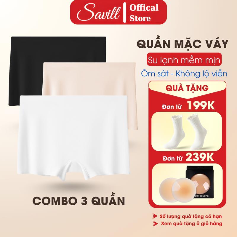  Combo Quần su mặc váy thoáng mát Set Quần đùi mặc trong váy ôm body không lộ viền SAVILL V8205 Nữ Women Voan Voi 