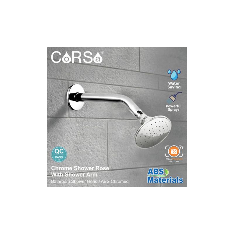Product Introduction of BATHROOM WHITE PVC PLASTIC SHOWER HEAD Wall Mounted Shower Head Arm PVC & Chrome High Pressure Rain Water 3