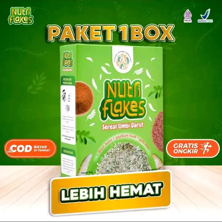 SEREAL UMBI GARUT - PAKET 1 BOX NUTRIFLAKES Granola Kering Oatmeal SUSU