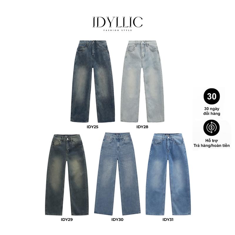 IDYLLIC - MỚI RA MẮT Bộ Sưu Tập Quần jean nam nữ unisex ống suông rộng thời trang màu hot trend IDY25 IDY28,IDY29 IDY30 IDY31 cotton dày dặn Menswear Cotton Pants - Chất Rin Cotton Thoáng Mát
