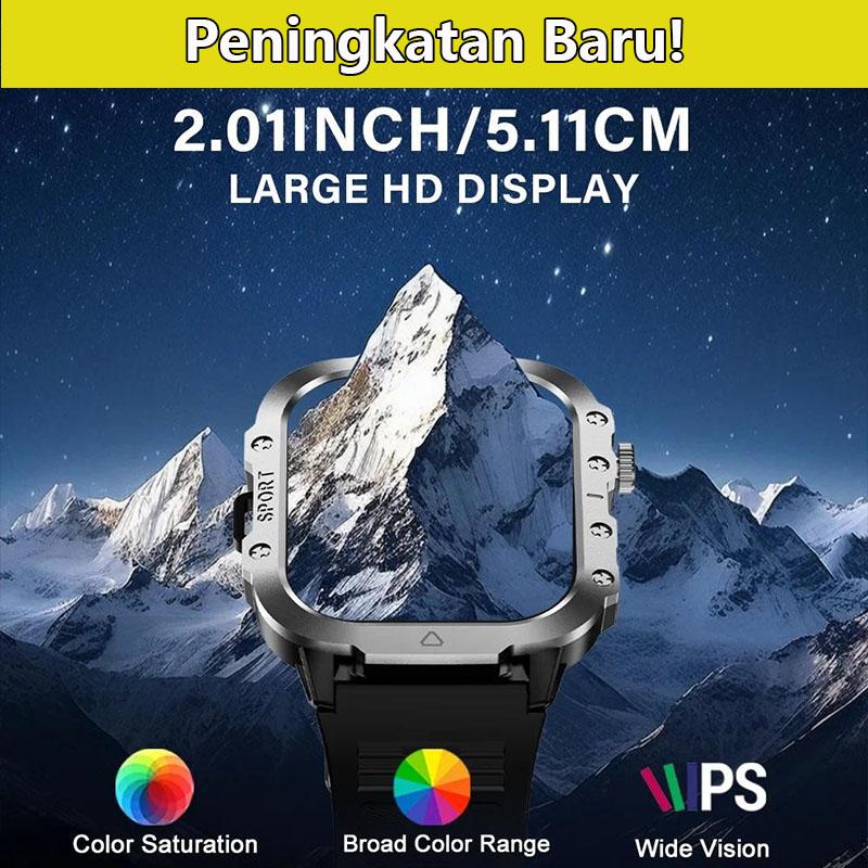 [COD +Free Strap] Jam tangan pintar H11-olahraga Bluetooth 2.01 inci layar HD penuh sentuh Bluetooth panggilan pemantauan kesehatan pemantauan olahraga lampu tahan air multifungsi jam tangan pintar Smartwatch gps
