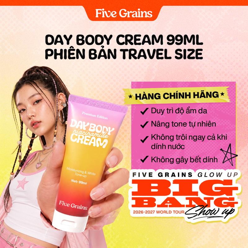 Kem Body Giúp Dưỡng Trắng Da Five Grains Nâng Tone Travel Size 99ml 2 Hoạt Chất…