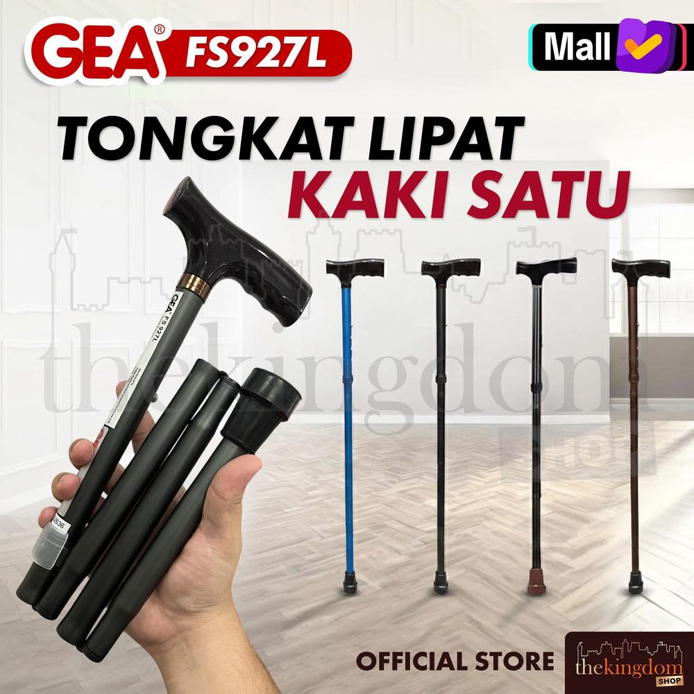 GEA FS927L Tongkat Kaki Satu Lipat Stik Alat Bantu Jalan Penopang Walking Stick FS927 FS 927 L - Bright Bronze, Plastik