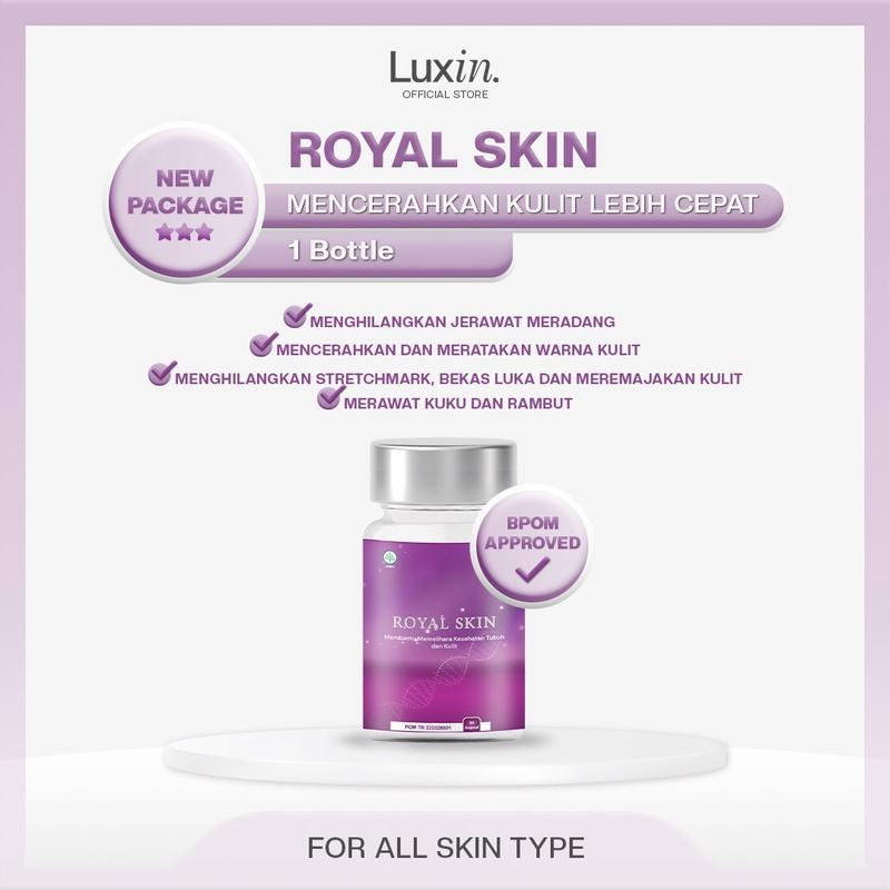 Royal Skin BPOM Mencerahkan Kulit Isi 1 Botol | Suplemen Kecantikan | Kapsul Pemutih Kulit Memutihkan 0