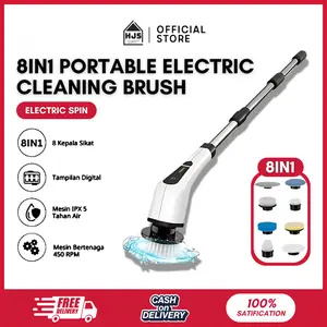 [HJS] 8in1 Sikat Pembersih Listrik Sikat Pembersih Elektrik Tanpa Kabel Tahan Air Portable / Sikat WC Elektrik / Electric Spin Scrubber Cleaning Brush / Sikat Lantai Elektrik