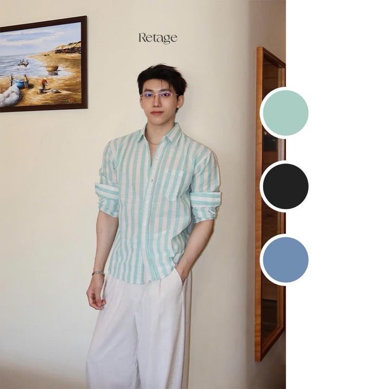 Áo Sơ Mi Tay Dài Form Regular Sọc Linen, Chất Liệu Linen Sọc Cao Cấp Doubo.Stu | Shirt Menwear
