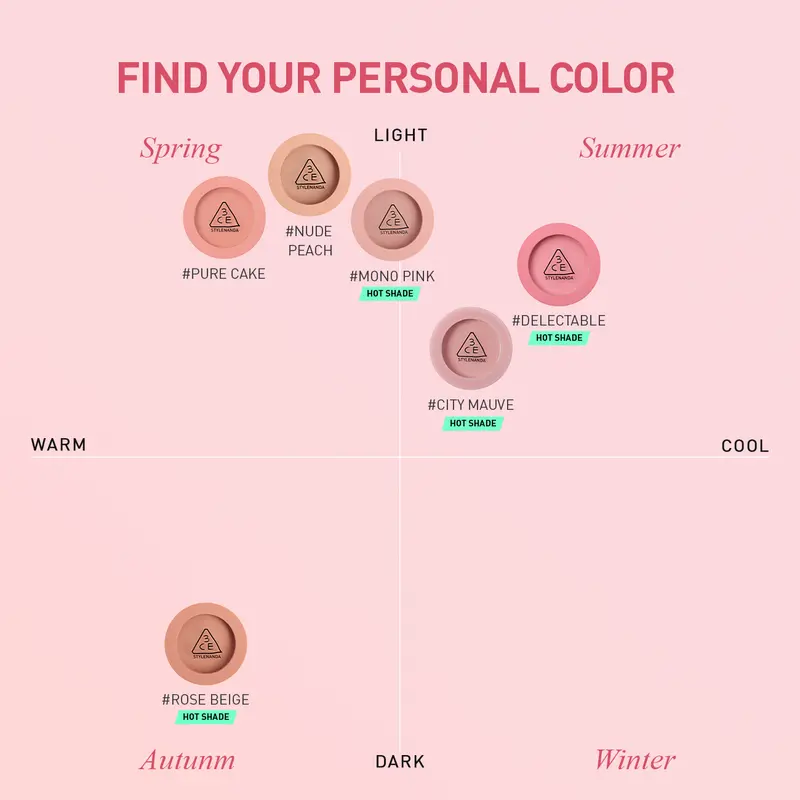 3CE Pop Stain & Face Blush  - Paket Lip Stain & Blush Warna Cerah Tahan Lama & Tekstur Lembut untuk Makeup Natural 7