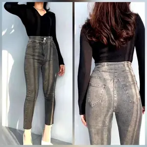Celana Jeans Highwaist Wanita Celana Panjang Jeans Skinny Highwaist Wanita Celana Baggy Jeans Celana Jeans Silang Belakang Bahan Melar warna Abu Snow Light Cewek Stretch Hitam