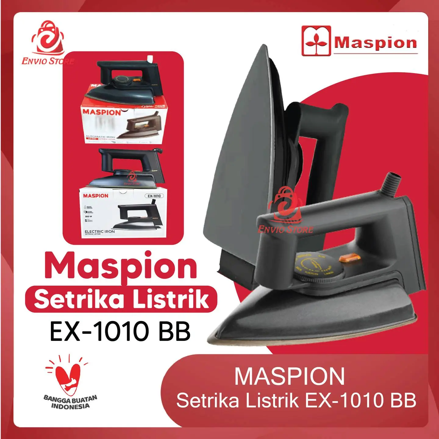 ENVIO - MASPION Setrika Listrik EX-1010 BB Hitam  - Elektronik Rumah Tangga