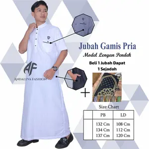 Jubah Pria Muslim Dewasa Remaja Lengan Pendek Model kancing Sultan Kekinian - Gamis Pria Katun Polymicro