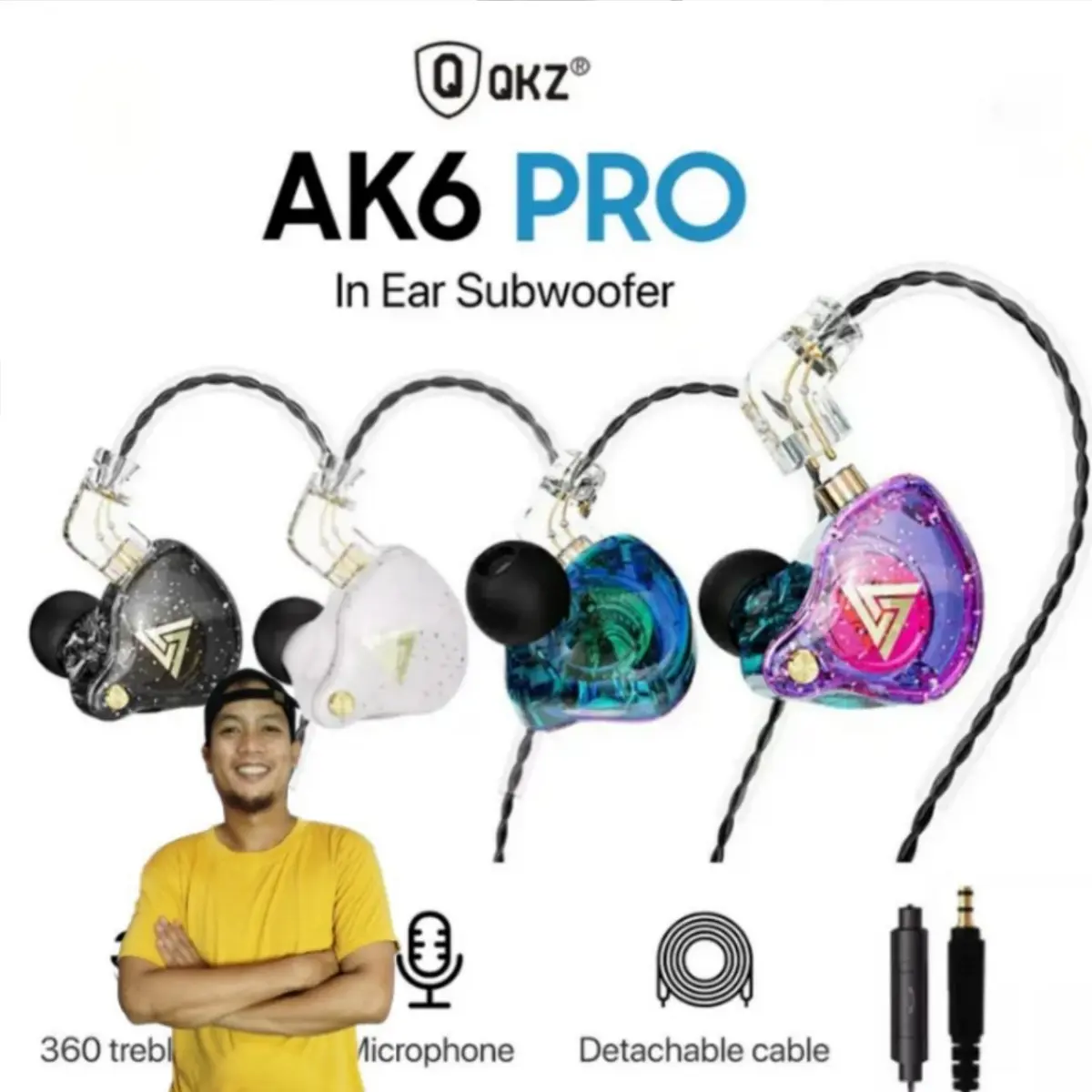 QKZ AK6 QKZ AK6 Pro with Mic In-Ear Earphone HiFi Fever Bass Earphone Sport Gaming Headset [Fast Delievry] Headphone
