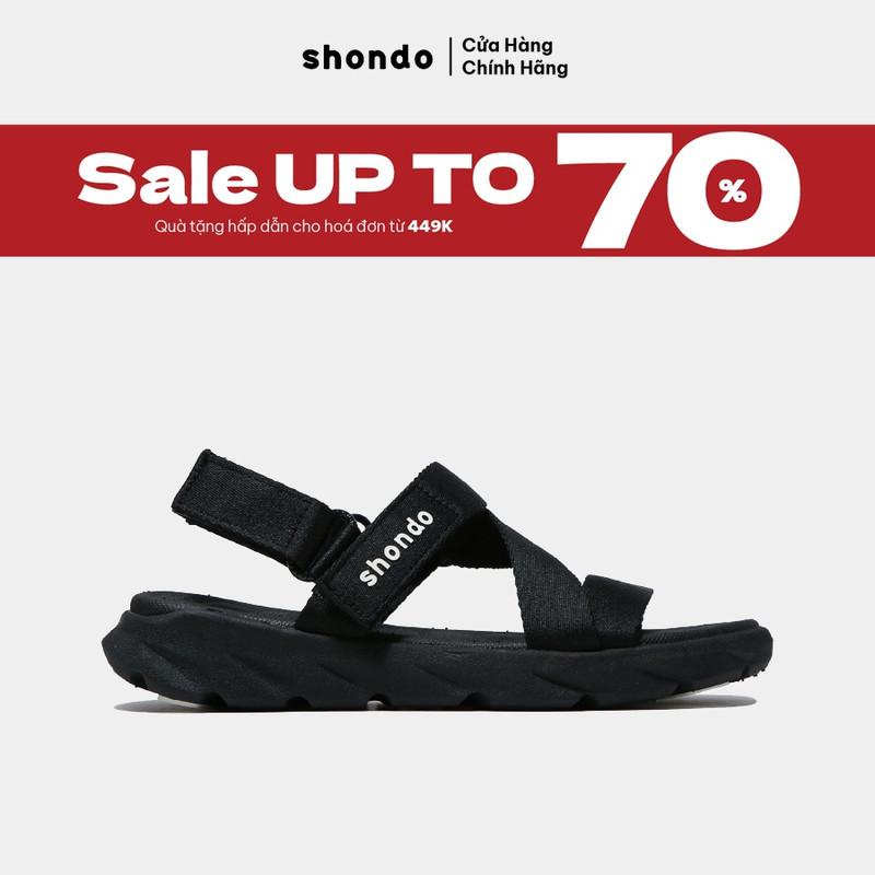 Giày Sandal Nam Nữ SHONDO F6 Sport Thời Trang Nhẹ Êm Đi Học, Đi Làm Đế Cao 3cm Màu Đen F6S301