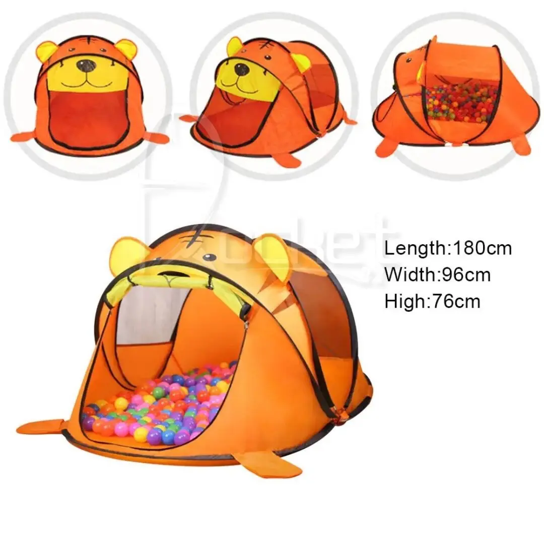 Tenda Main Anak Desain Harimau Lucu - Kapasitas 2-4 Anak - 182x96x82 cm - Indoor & Outdoor - Tas Penyimpanan - COD Tersedia