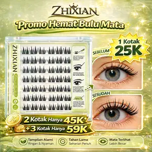 ZHIXIAN Bulu Mata Palsu Gaya Cina Su Daji Tanpa Lem Tahan Air Dapat Dikgunakan Kembali Tampilan Alami Kualitas Tinggi C Warp 10-12mm Eyelash Bulumata