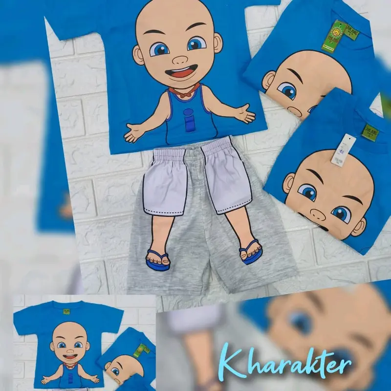 baju kaos setelan anak upin ipin lucu, setelan umur 1 sampai 10 tahun 1