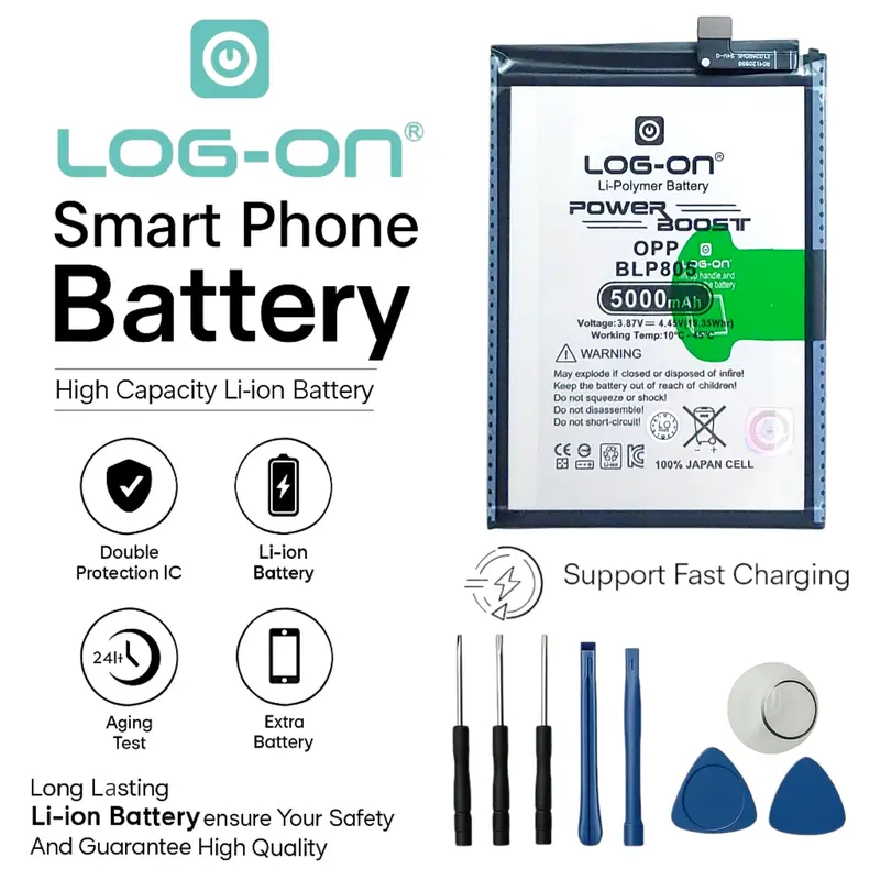 Baterai Log on BLP-805 Untuk Oppo A16 / A32 2020 / A33 / A53 / A54 / A55 4G / A93 5G BLP805 Power Boost 5000mAh Original 1 Tahun Garansi Battery Batre