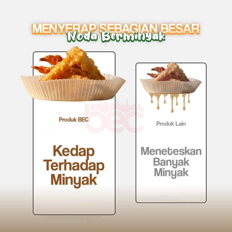 [BEC] Air Fryer Paper Anti Lengket / Kertas Alas Air Fryer / Baking Paper Tahan Minyak Sekali Pakai / Kertas Air Fryer 50 Pcs 3